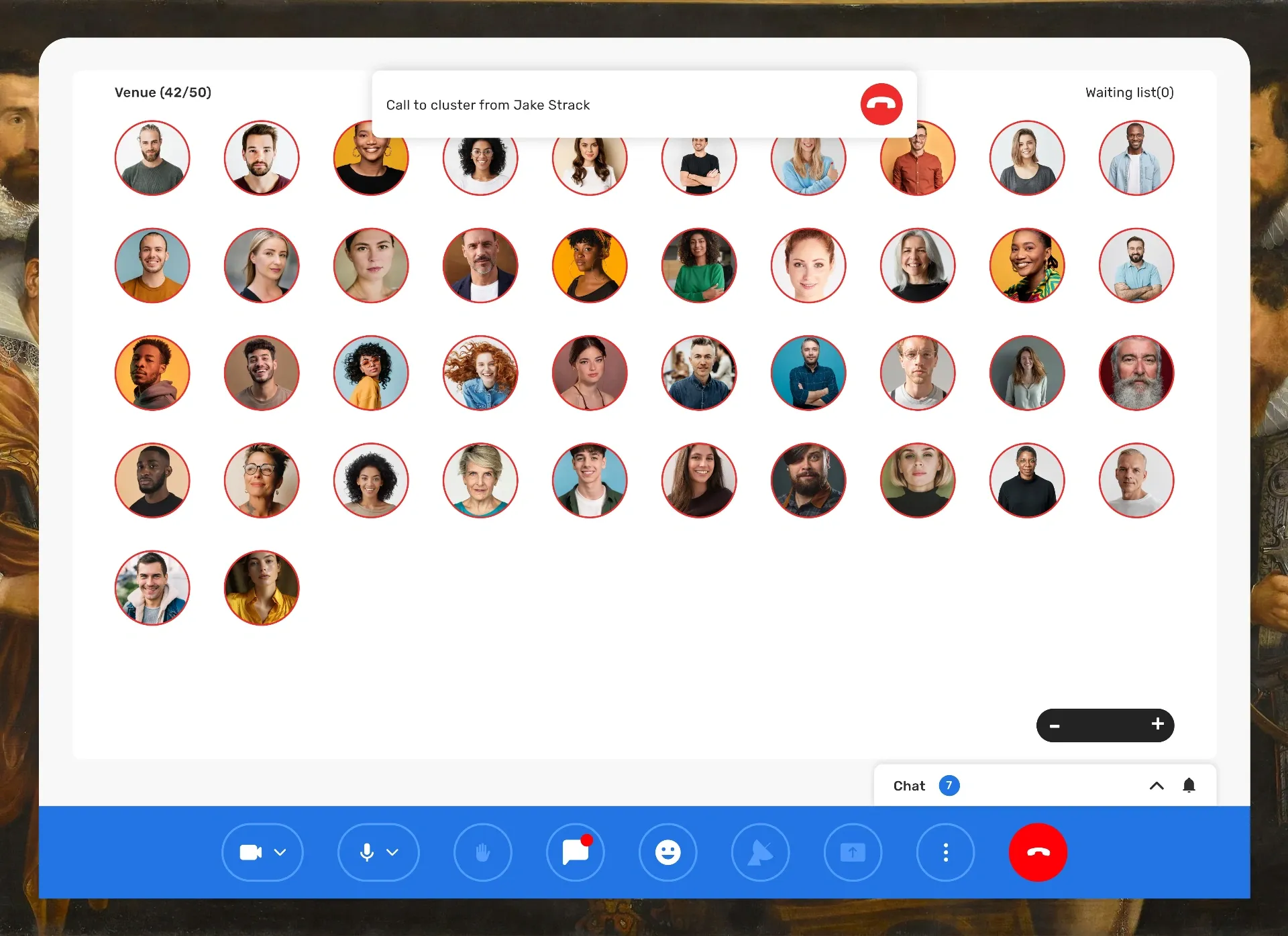 Venue with a call to cluster notification from Jake Strack