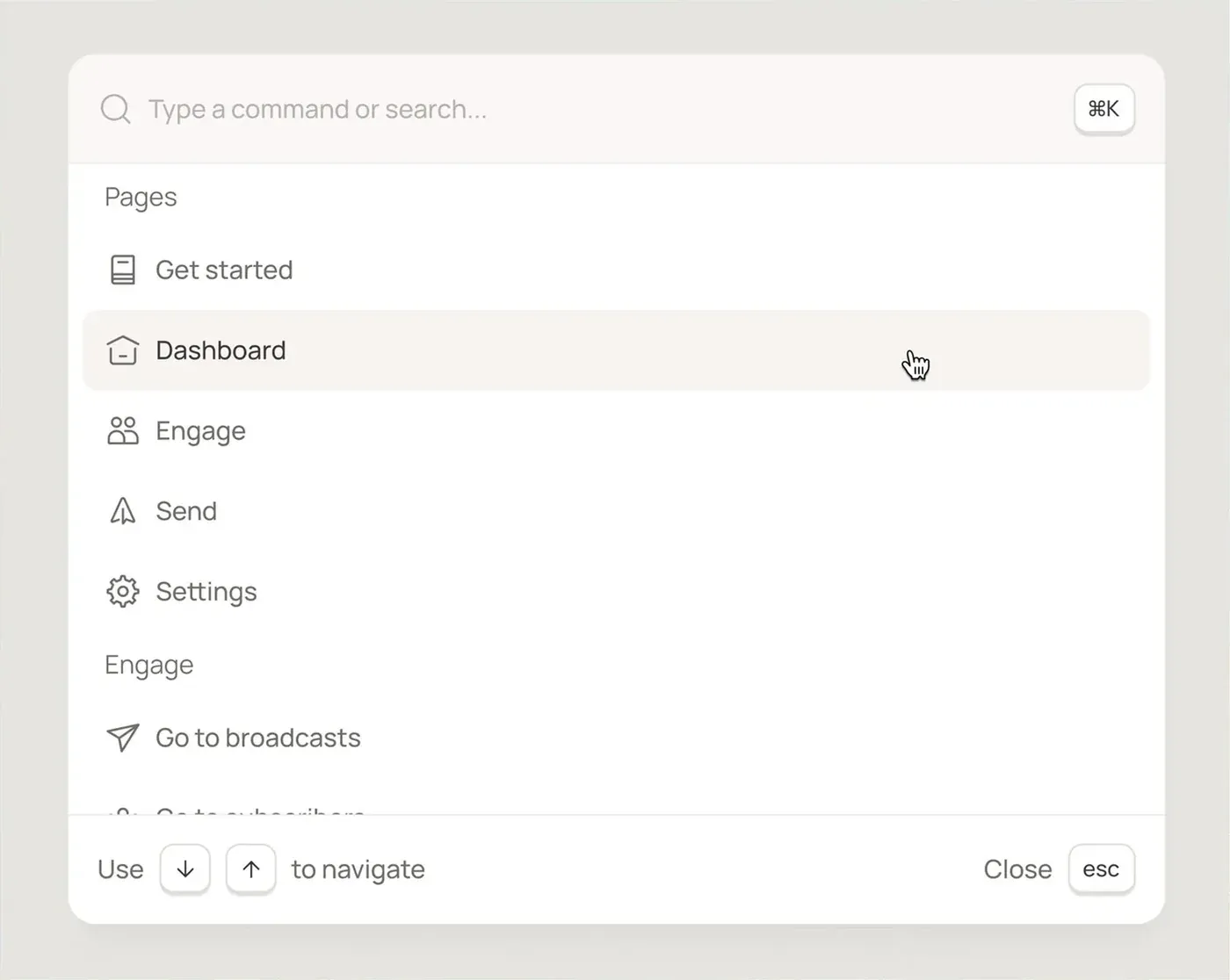 Command palette: Search and navigation