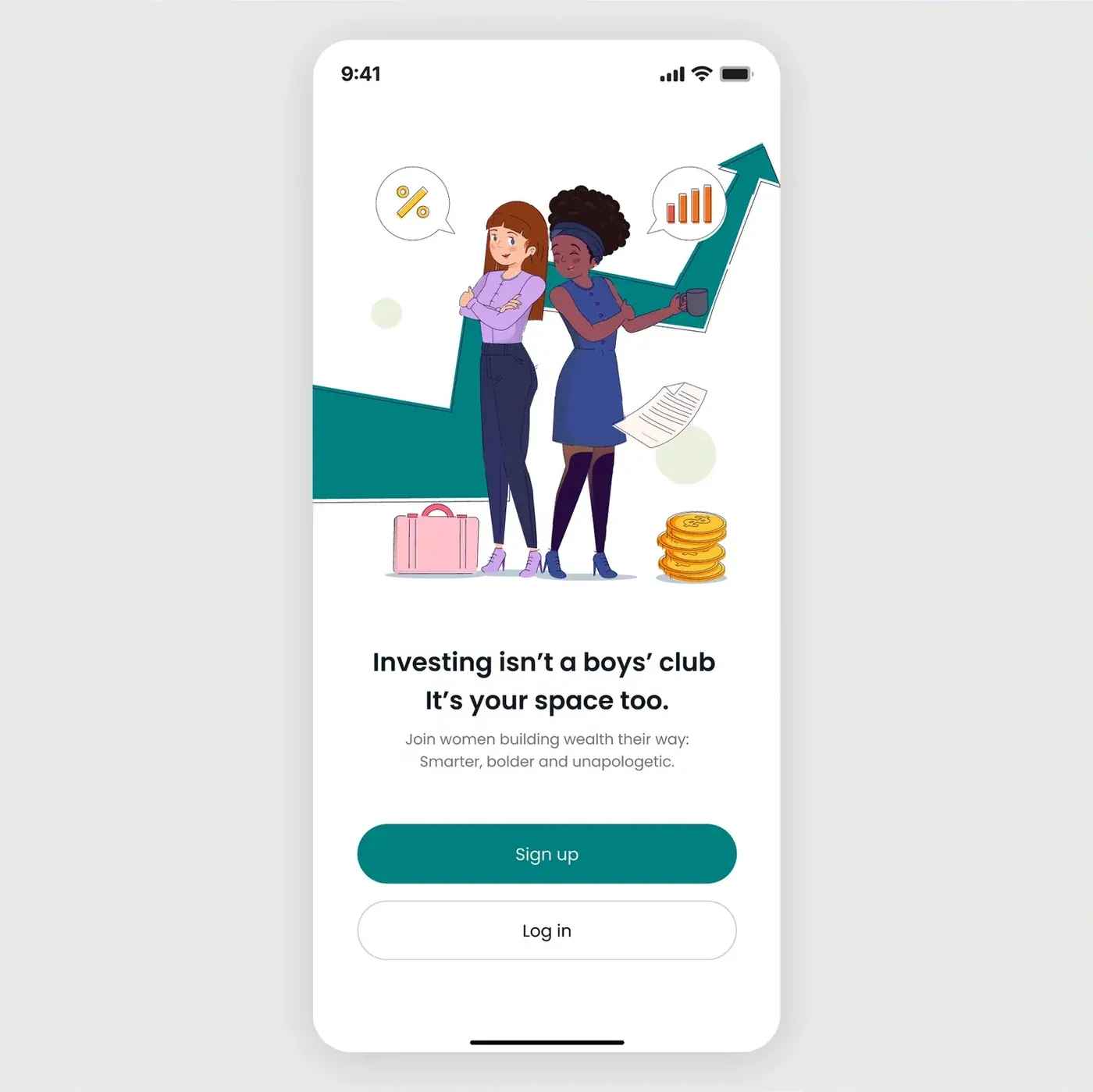 Investing for women: App onboarding