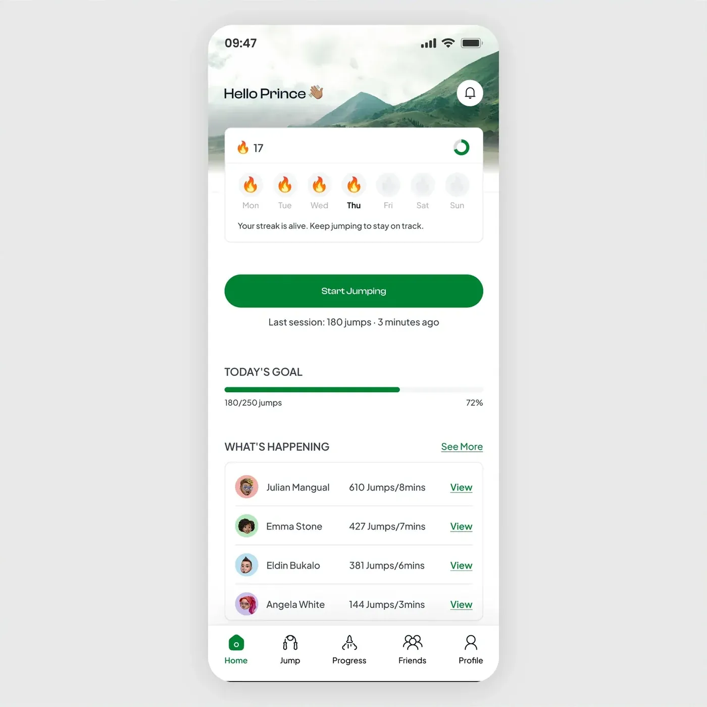 Jump rope: Streak tracker