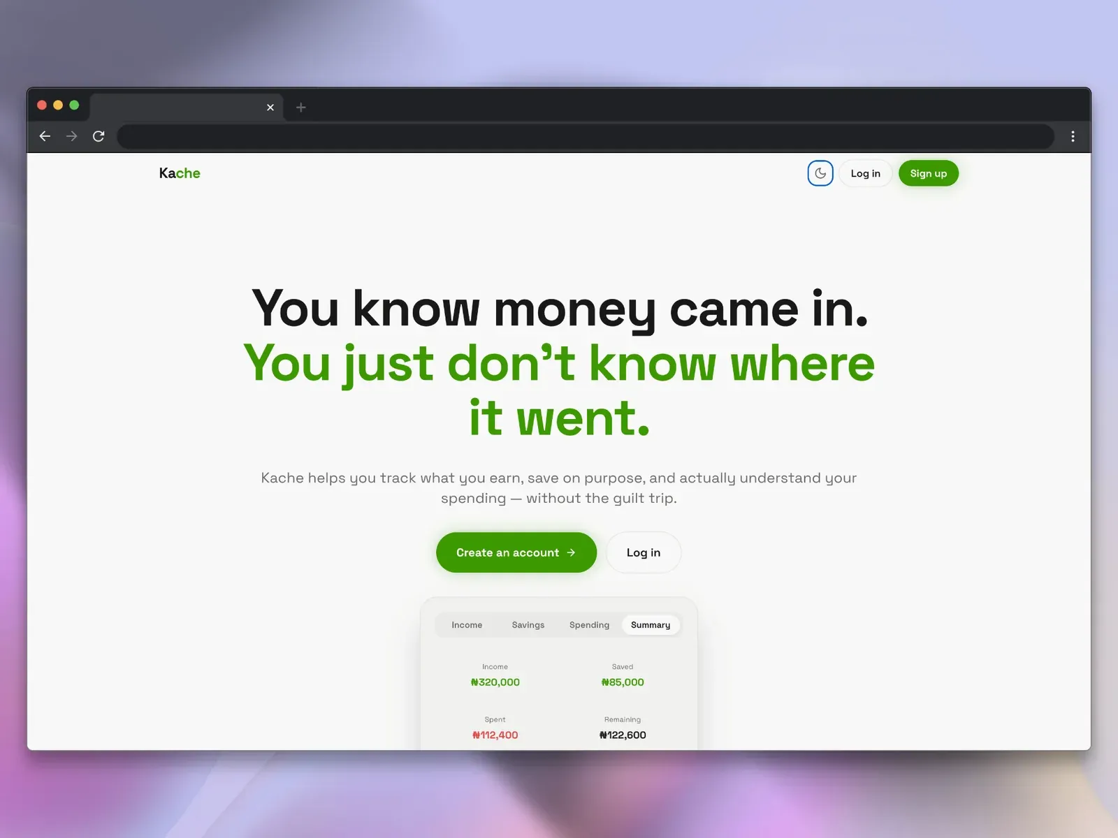 Kache: Fintech · Personal finance